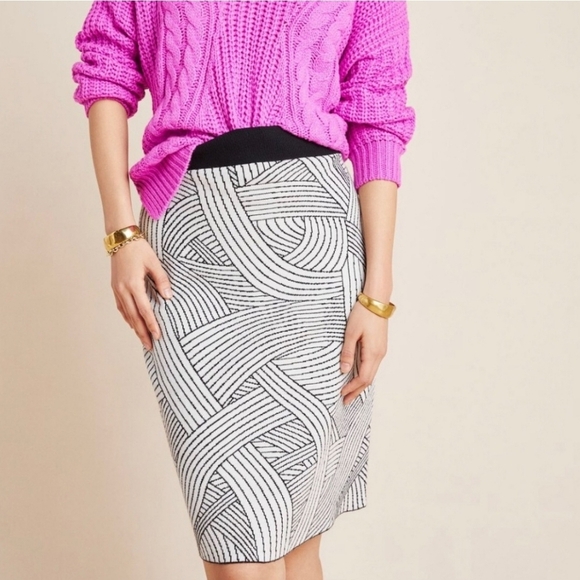 Anthropologie Maeve jovana Sweater Pencil skirt Black and White - Picture 1 of 9